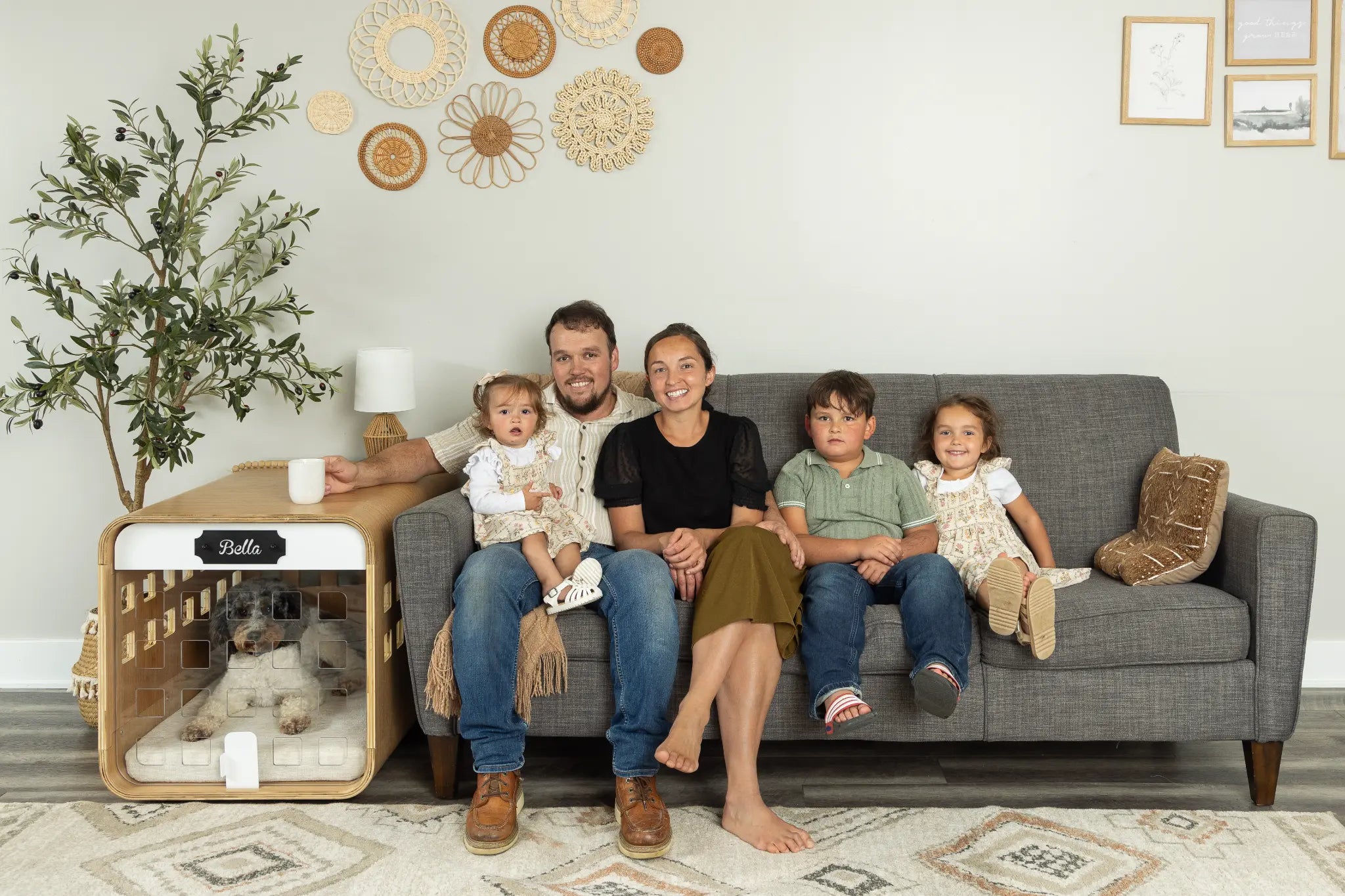 The Noble Pet Family — founders with their children and dog Bella